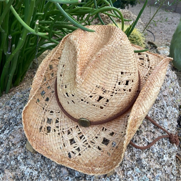 Straw Cowboy Hat ⭐️NWT Brown Band Saddleback Hats - Picture 10 of 13